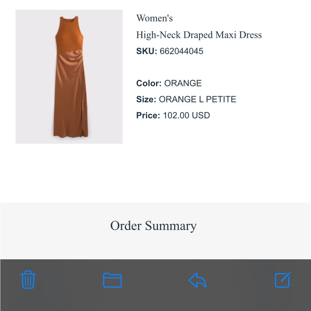 Orange High-Neck Draped Maxi Dress petite